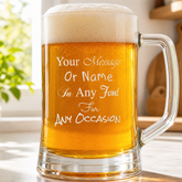 Personalised Engraved Beer Stein Glass, 510ml Capacity, Laser Engraved, Dishwasher Safe, Gift Boxed personalised beer glasses ukgiftstoreonline