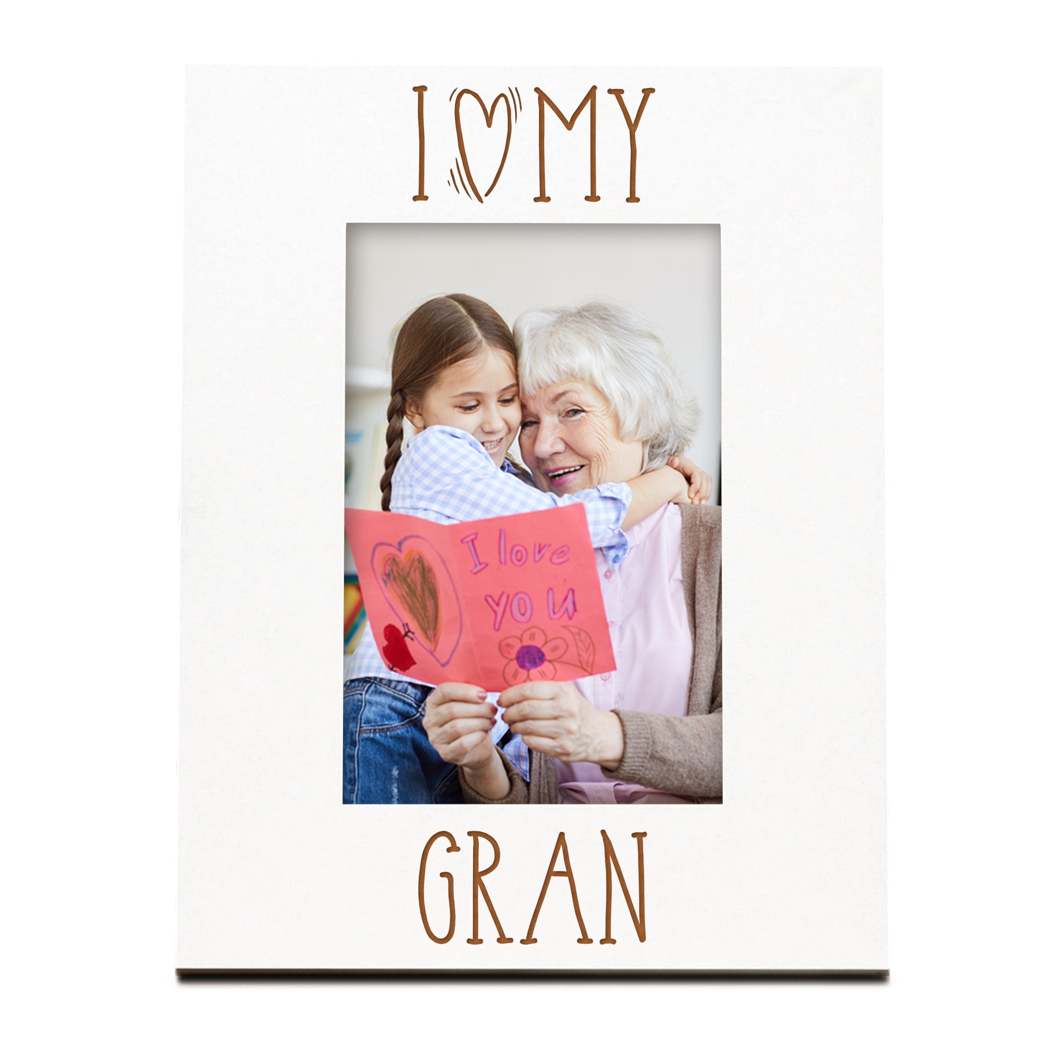 I Heart My Gran Engraved White Wooden Portrait Picture Photo Frame Family Photo frame ukgiftstoreonline