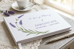 Personalised Memory Funeral Book Remembrance Guest Book With Lavender Hard Cover 80 Pages Guest Book ukgiftstoreonline