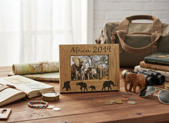 Personalised Elephant Design Engraved Wooden Photo Frame Travel Gift Photo Frame ukgiftstoreonline