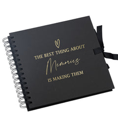 The Best Thing About Memories Black Scrapbook Or Photo Album with Gold Script