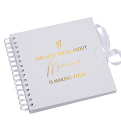 The Best Thing About Memories White Scrapbook Or Photo Album with Gold Script