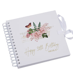 Personalised Birthday Scrapbook Photo Album with Butterflies and Flowers
