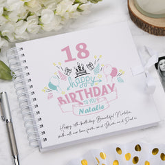 Personalised Any Age Happy Birthday Gift for Her Scrapbook Photo Album Or Guest Book 18th, 21st, 30th, 40th, 50th, 60th