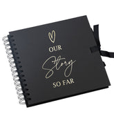Our Story So Far Love Themed Black Scrapbook Guest Book Photo Album Gold Script