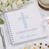 Personalised Christening Blue Ornate Cross Design Scrapbook Photo Album