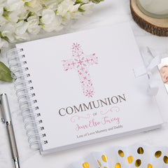 Personalised Communion Ornate Cross Design Scrapbook Photo Album