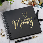 In Loving Memory Black Scrapbook Photo album or Guest Book Gold Script