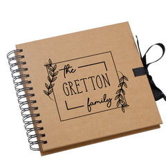 Personalised Family Name Leaf Design Brown Scrapbook Photo Album