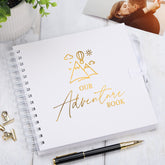 Our Adventure Book White Scrapbook Photo album Gold Script