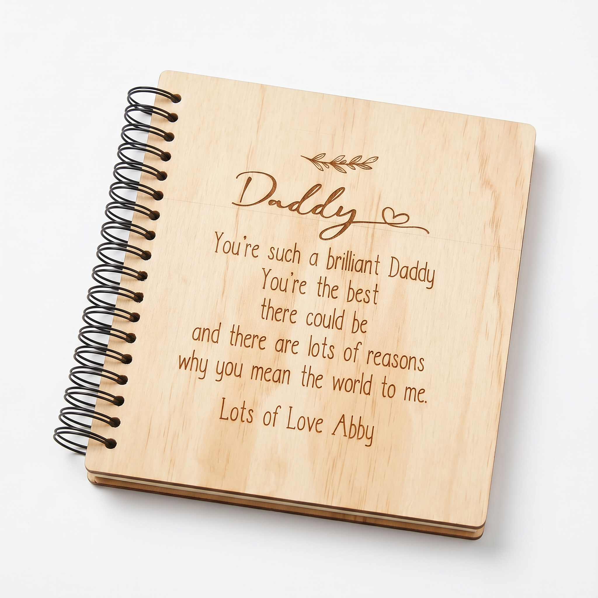 Personalised Daddy Sentiment Wooden Photo Album Engraved Gift Scrapbook ukgiftstoreonline