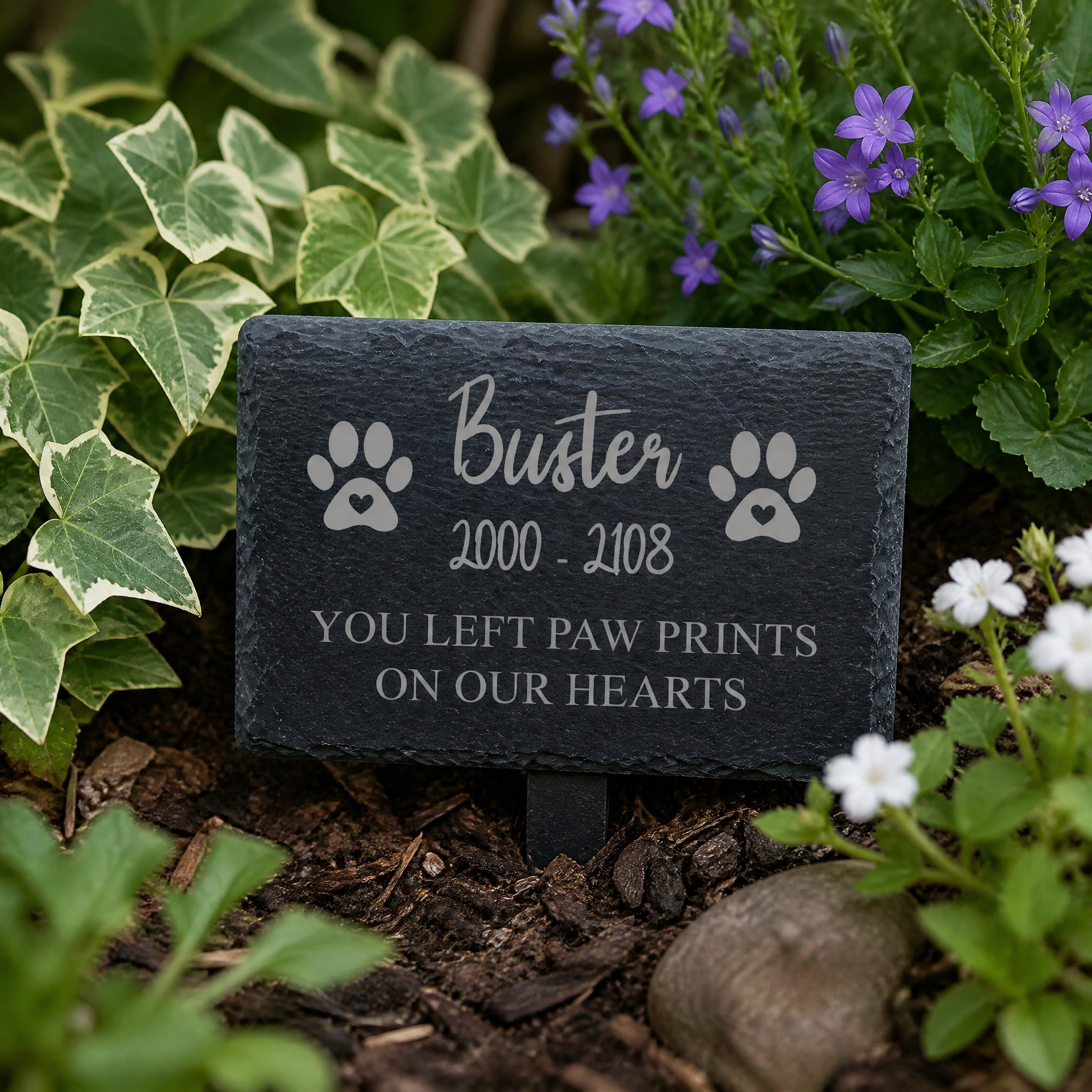Engraved Memorial Plaque For Pet Dog or Cat- Personalised Pet Grave Stone Slate Marker Personalised Garden Stone Slate ukgiftstoreonline