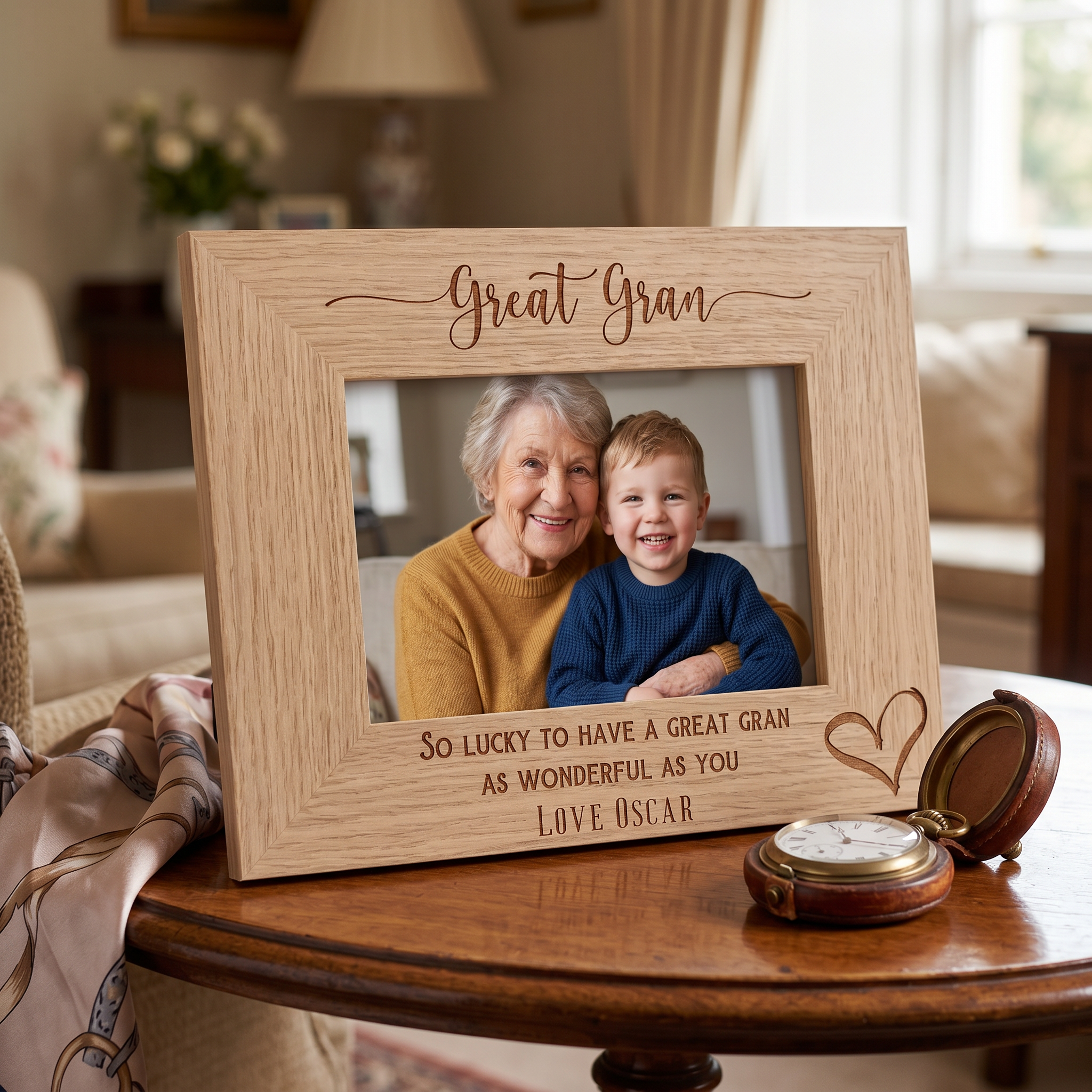 Personalised Great Gran Love Heart Engraved Landscape Photo Frame Gift personalised photo frames ukgiftstoreonline