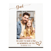 Personalised Dad Love Heart White Wooden Engraved Portrait Photo Frame