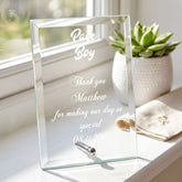 Engraved Glass Plaque - Personalised Page Boy Gift | Wedding Keepsake Personalised Crystal Glass ukgiftstoreonline