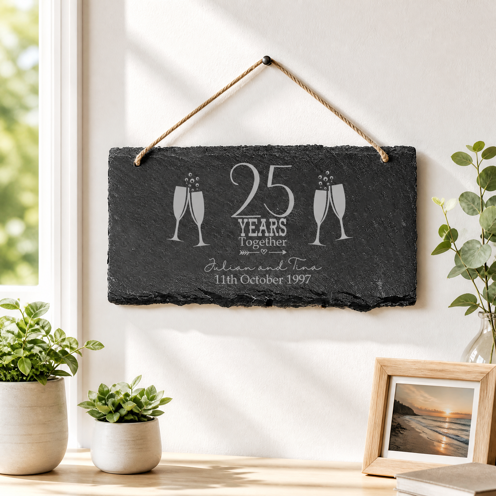 ukgiftstoreonline Personalised Slate 25th Anniversary Plaque Gift Personalised Slate Marker ukgiftstoreonline