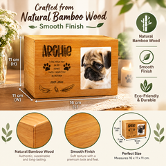 Personalised Wooden Dog Memorial Cremation Urn with Photo Heaven Quote Pet urn ukgiftstoreonline
