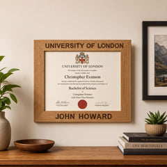 Personalised Wooden Landscape Graduation Certificate Holder Frame personalised photo frames ukgiftstoreonline