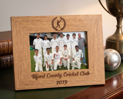 Personalised Cricket Photo Frame – Engraved Wooden Oak Frame With Stand Photo Frame ukgiftstoreonline