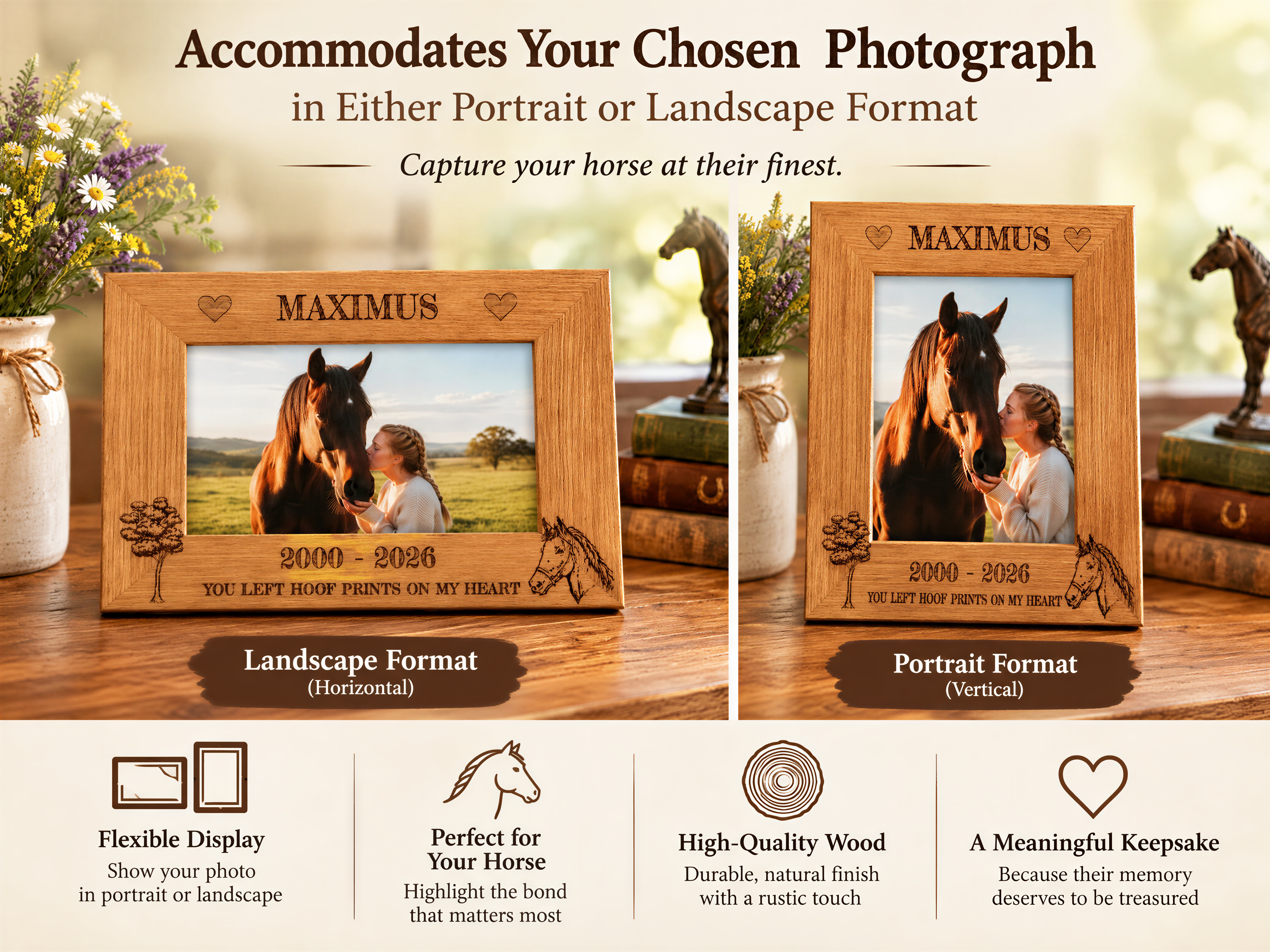 Personalised Engraved Horse Remembrance Memorial Photo Frame gift personalised photo frames ukgiftstoreonline