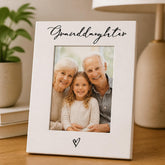 Photo Frame, White Wooden 6X4 Portrait, Granddaughter Heart ukgiftstoreonline