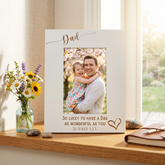 Personalised Dad Love Heart White Wooden Engraved Portrait Photo Frame Photo Frame ukgiftstoreonline