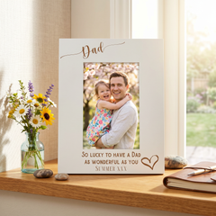 Personalised Dad Love Heart White Wooden Engraved Portrait Photo Frame Photo Frame ukgiftstoreonline