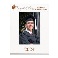 Graduation 2024 Engraved White Wooden Photo Frame Gift