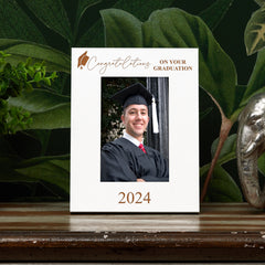 Graduation 2024 Engraved White Wooden Photo Frame Gift
