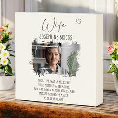 Personalised Wife Memorial Sympathy Plaque Indoor or Outdoor With Photo