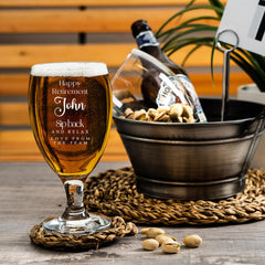 Personalised Retirement Gift Craft Beer Cider Ale Glass For Him 1 Pint