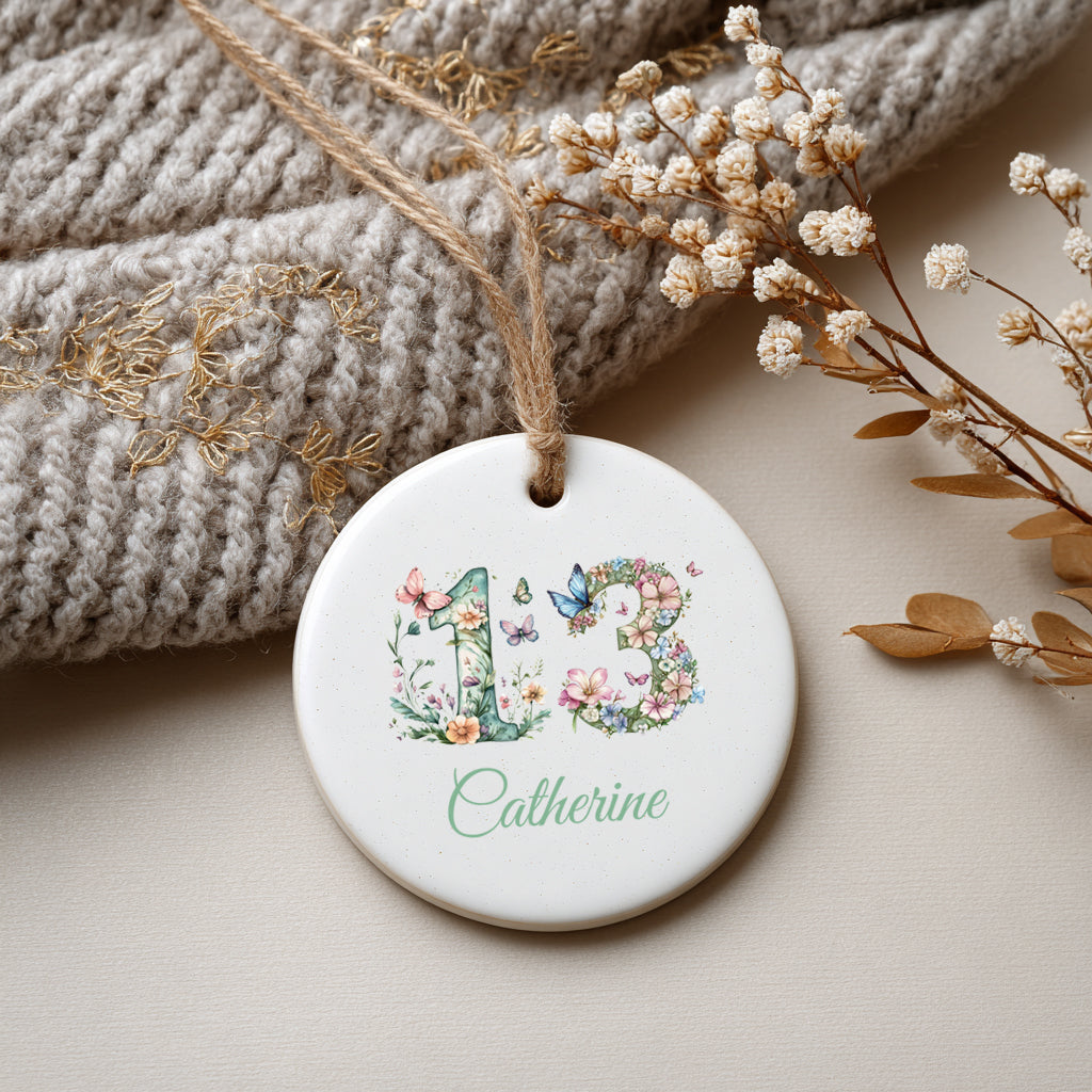 Personalised Landmark Birthday Butterfly and Flowers Ornament Gift 13th 16th 18th 21t 30th 40th 50th 60th 70th 80th 90th Personalised Heart Gifts ukgiftstoreonline 13