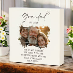 Personalised Grandad Memorial Sympathy Plaque Indoor or Outdoor With Photo