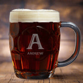 Personalised Engraved Dimple Beer Mug Glass Gift Any Name Occasion