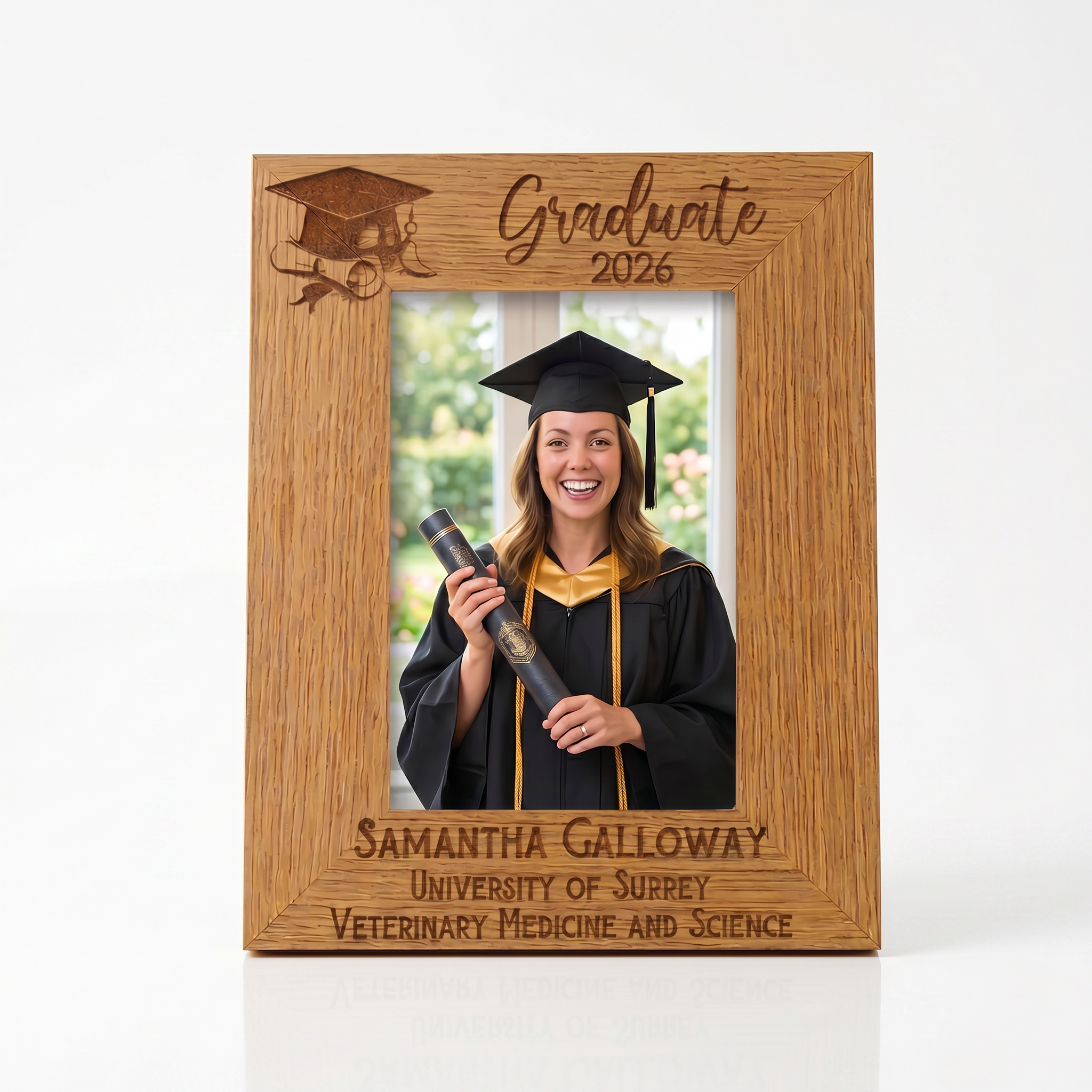 Personalised Graduation Portrait Photo Frame Gift With Hat and Scroll Design Graduation Photo Frame ukgiftstoreonline