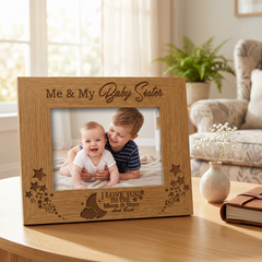 Engraved Photo Frame - Wooden Brother Sister Gift With Solid Wood Finish Sister Photo Frame ukgiftstoreonline