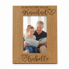 Personalised First Fathers Day as a Grandad Photo Frame Portrait Father's Day Photo Frame ukgiftstoreonline