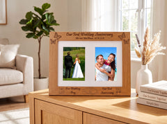 Personalised Our First Anniversary Double Wooden Photo Frame Gift Anniversary Photo Frame ukgiftstoreonline