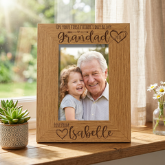 Personalised First Fathers Day as a Grandad Photo Frame Portrait Father's Day Photo Frame ukgiftstoreonline