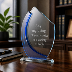 Clear and Blue Glass Personalised Engraved Award Trophy Perfect for Sports, Employees, School Ceremonies & Appreciation Jade Glass ukgiftstoreonline