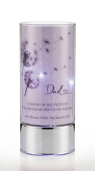 Dad Memorial Led Lamp – Personalised Glass Memorial Tube With Touching Verses ukgiftstoreonline