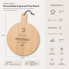 Large Personalised Custom Pizza Board Serving Tray Handle Paddle Pizzeria ukgiftstoreonline