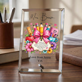 Personalised Teacher Gift Plaque, Keepsake, Patience Quote (18cm x 13cm, Thick Glass, Custom Engraving) ukgiftstoreonline
