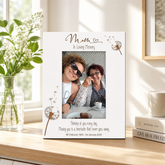 Mum Remembrance White Photo Frame Personalised Portrait With Dandelions Family Photo frame ukgiftstoreonline