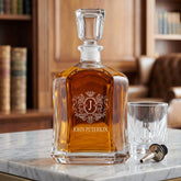 Personalised Monogram Glass Whiskey Decanter with Airtight Stopper Gift ukgiftstoreonline