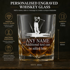 Engraved Sports Award Golf Theme Crystal Cut Whiskey Glass Gift Personalised Whiskey Glass ukgiftstoreonline