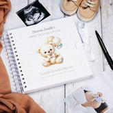 Personalised Baby's First Year Keepsake Journal Milestones and Memories With Cute Teddy
