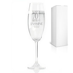 Personalised Any Age Birthday Champagne Flute Glass With Name and Sentiment 18th 21st 30th 40th 50th 60th 70th 80th