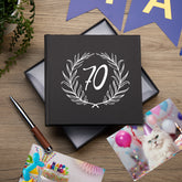 70th Birthday Black Photo Album Gift For Him With Laurel Wreath