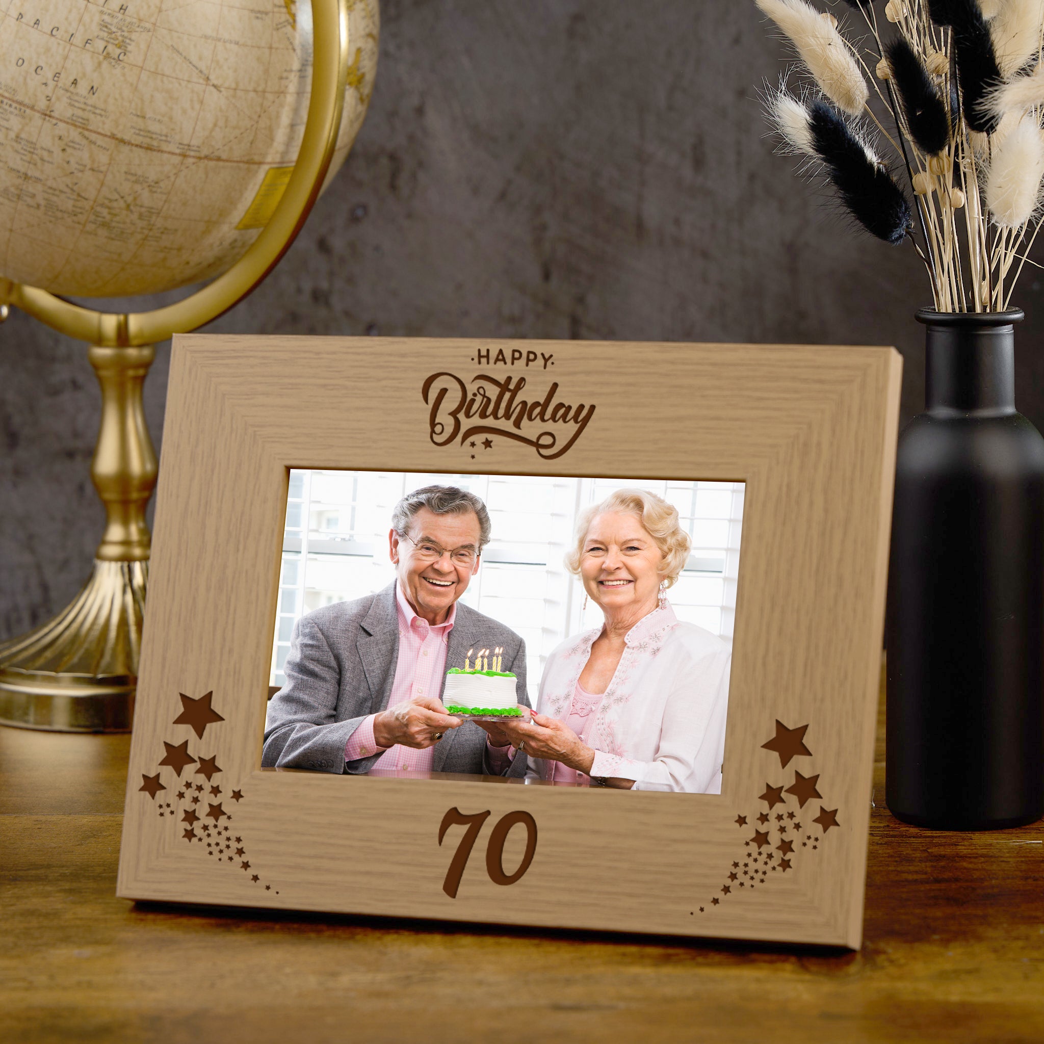 Happy 70th Birthday Wooden Photo Frame Gift Birthday Photo Frame ukgiftstoreonline